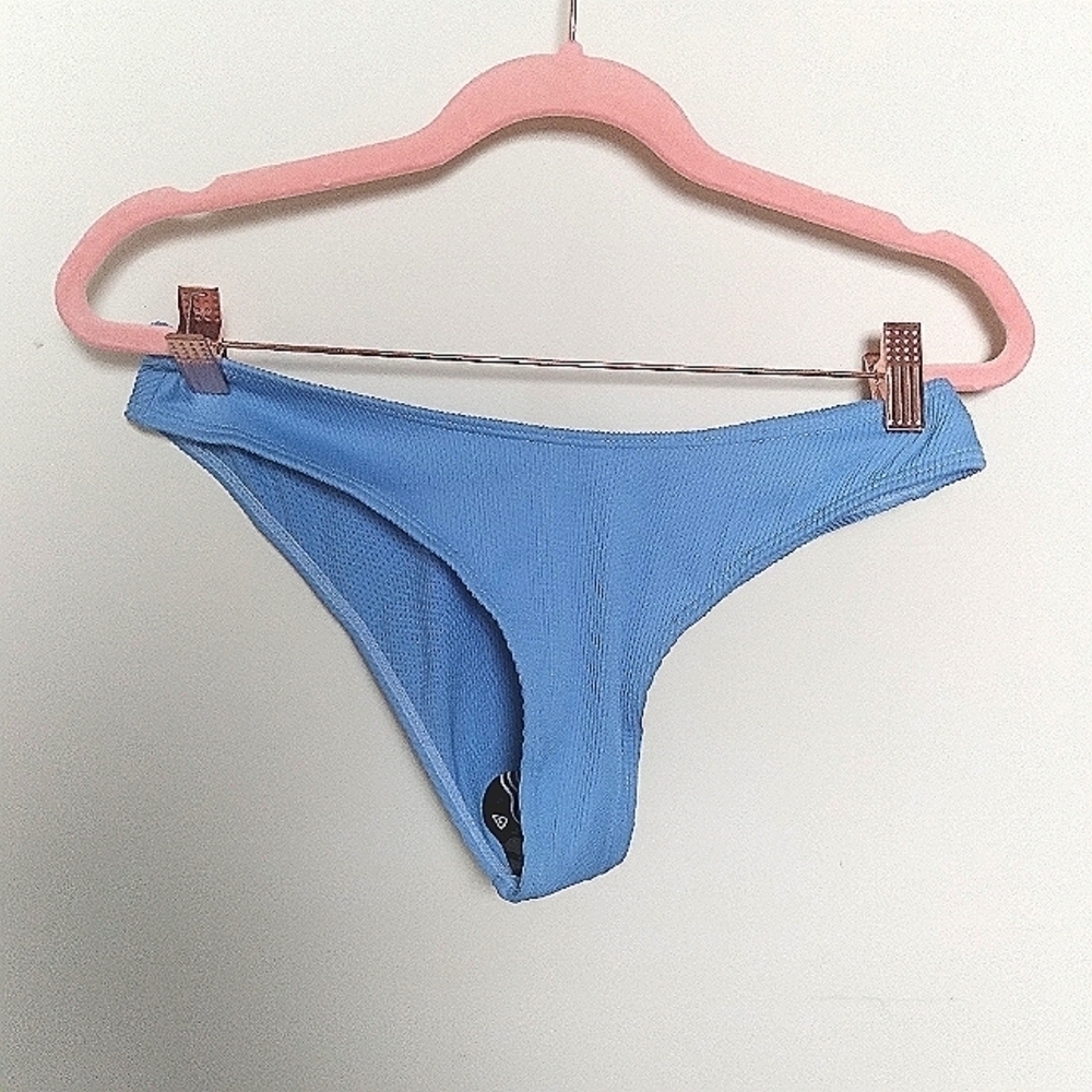Zaful Light Blue Ribbed Bikini Bottoms Size US 4 Small